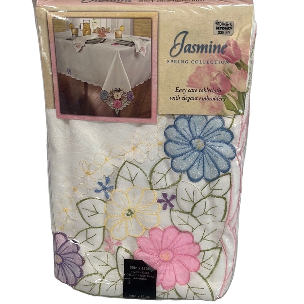 Colordrift ‘Jasmine’ Floral Spring Collection Tablecloth~60”x120” Oblong…